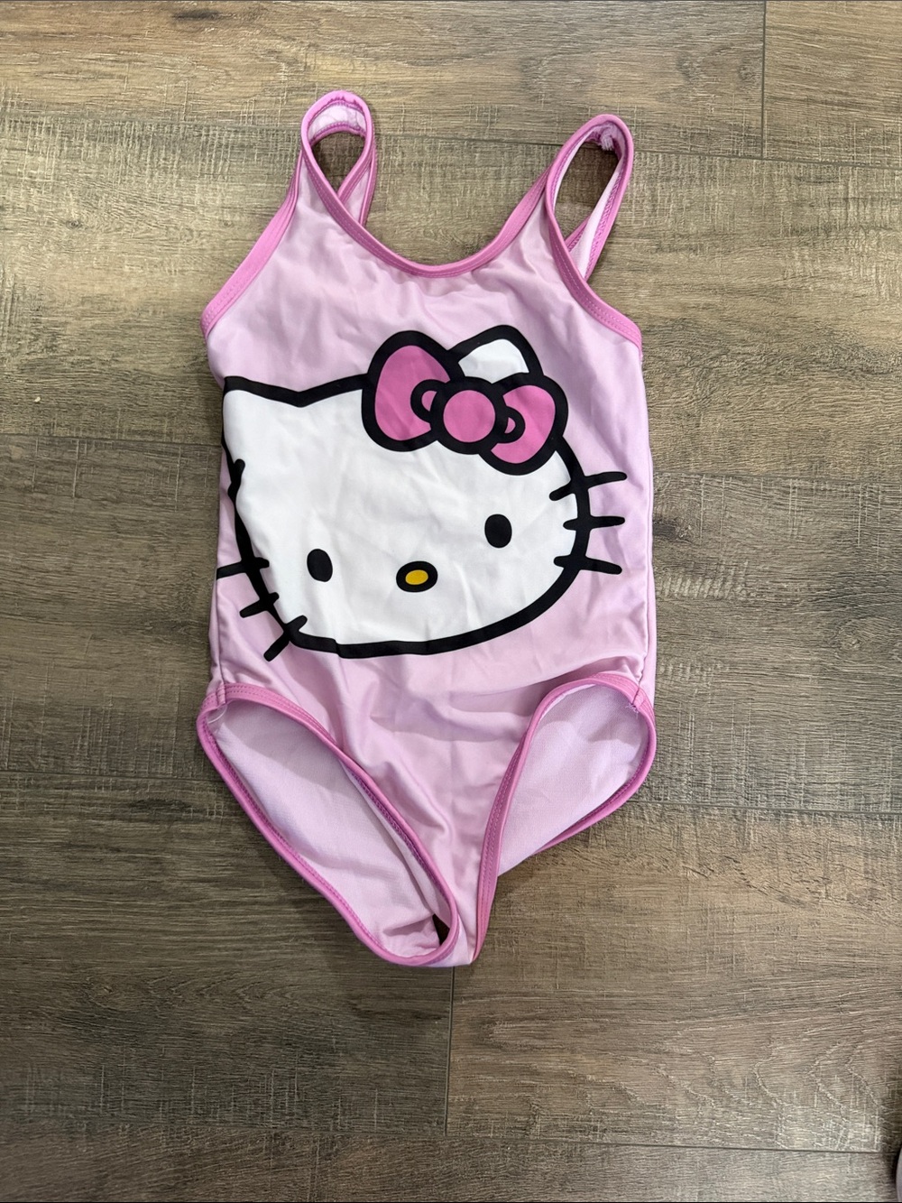 Hello Kitty Light Pink Girls One-Piece Swimsuit with Bow Graphic